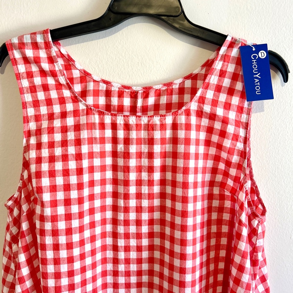 Red Gingham Women's Dress, size 2X - Picture 3 of 7